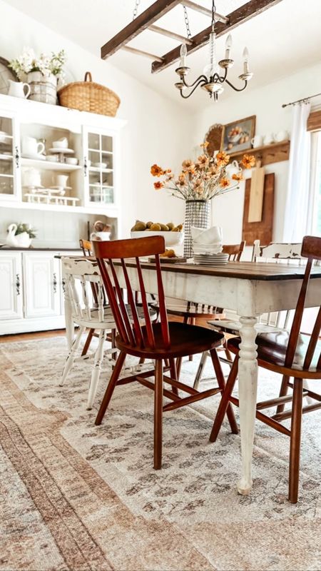 Fall farmhouse cottage dining room and rugs for farmhouse decor 

#LTKSeasonal #LTKhome #LTKstyletip