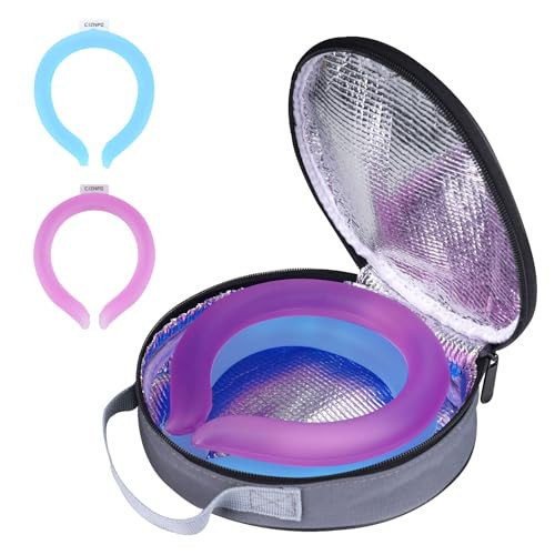 2PCS. Neck Cooler Ice Ring with Insulated Bag. Wearable Head Shoulder Cooling Tube for Hot Weather, Gel Ice Collar for Outdoor Workers, Sports. Reusable Cool Wraps. (Rose+Blue) | Amazon (US)