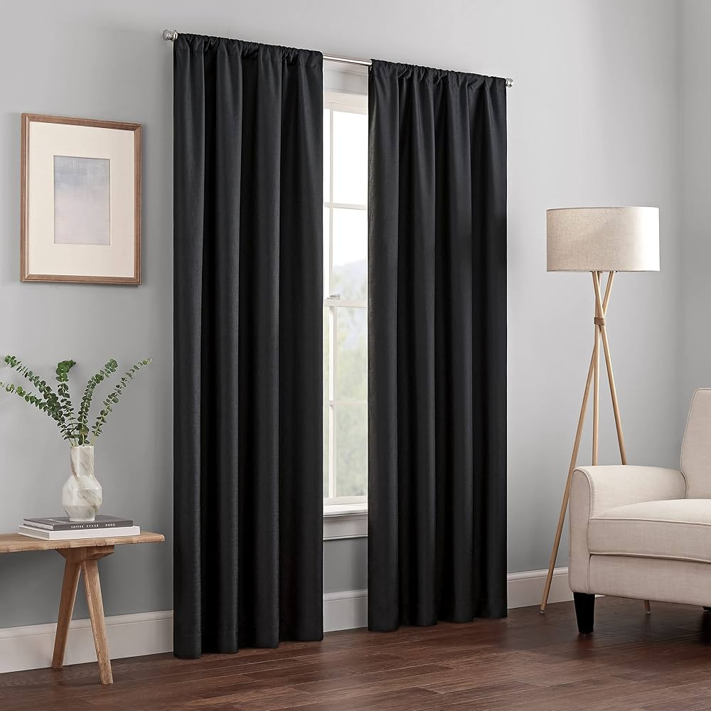 ECLIPSE Kendall Modern Blackout Thermal Rod Pocket Window Curtain for Bedroom or Living Room (1 P... | Amazon (US)