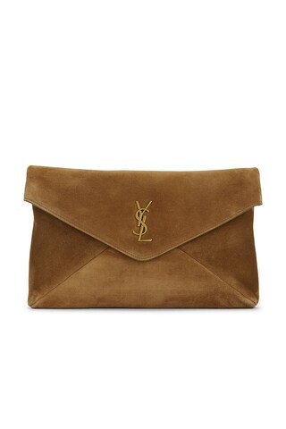 Saint Laurent Large Envelope Pouch in Brown | FWRD 
