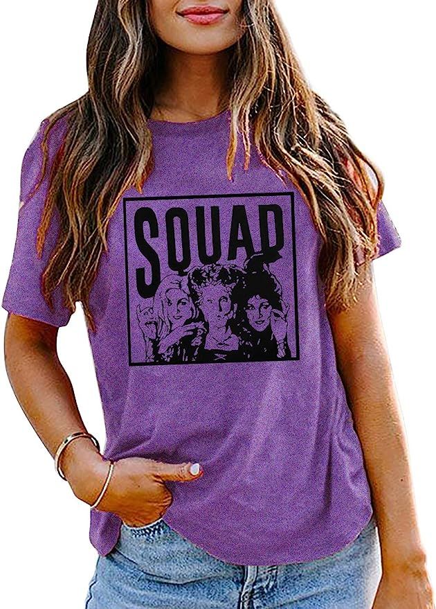 Sanderson Sister Squad Cute T Shirt Halloween Graphic Tees for Women Hocus Pocus Funny Shirts Fal... | Amazon (US)