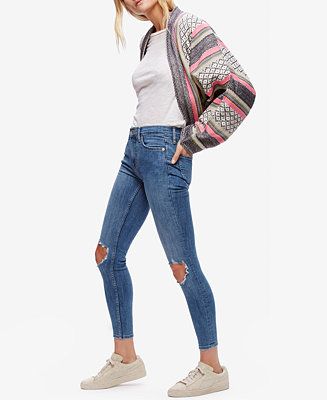 Free People Cotton Ripped Skinny Jeans | Macys (US)