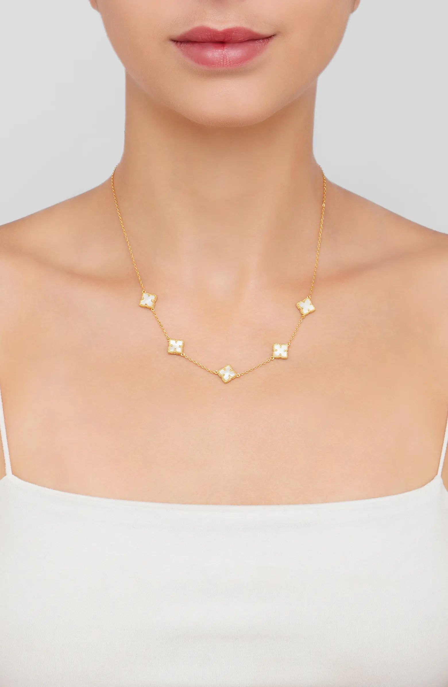 White Mother of Pearl Station Chain Necklace | Nordstrom Rack