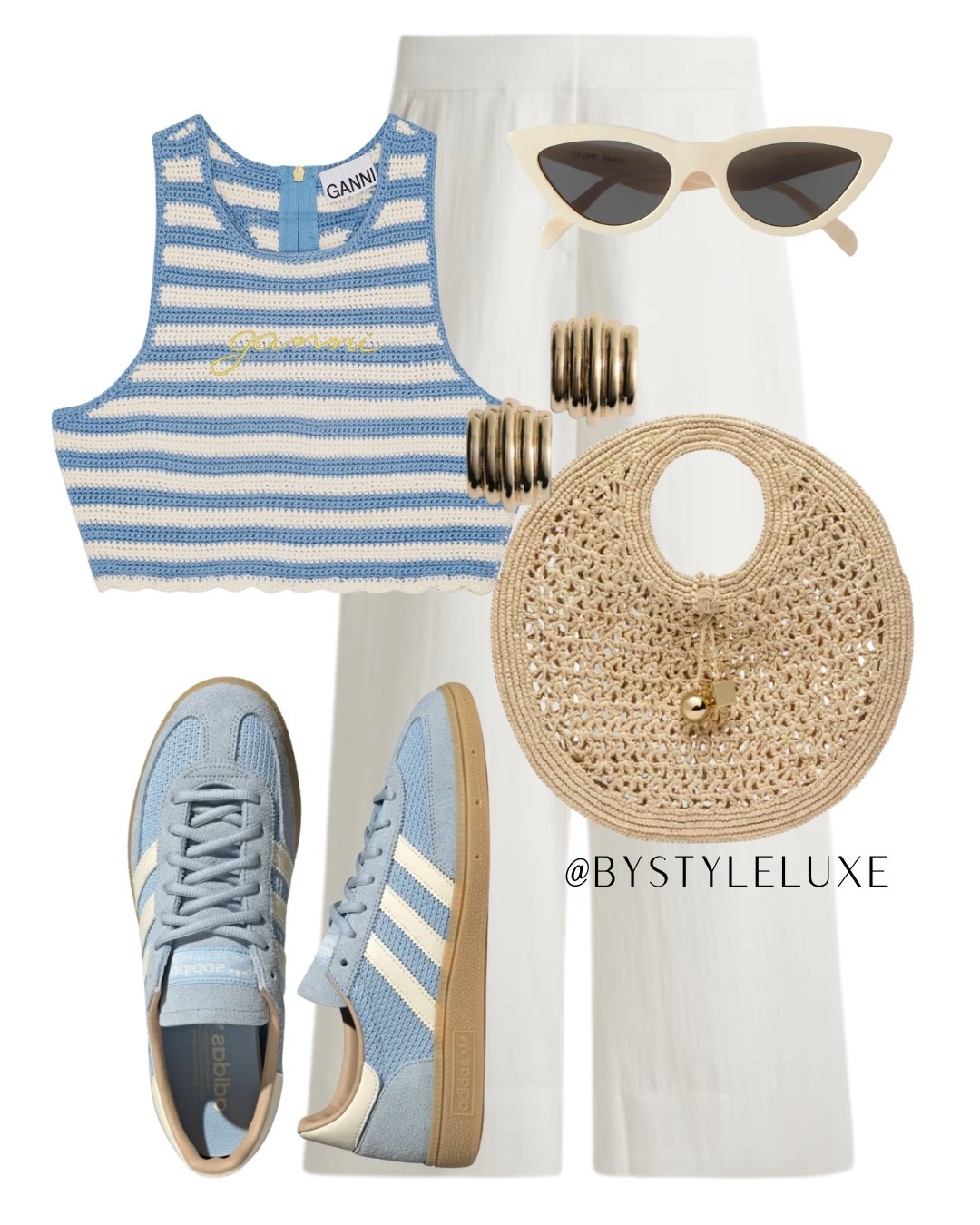CROCHET - a blue and white outfit with this crochet tank top and Adidas Spezials 

#adidastrainers #summeroutfit #holidayoutfit

#LTKsummer #LTKshoes #LTKbag