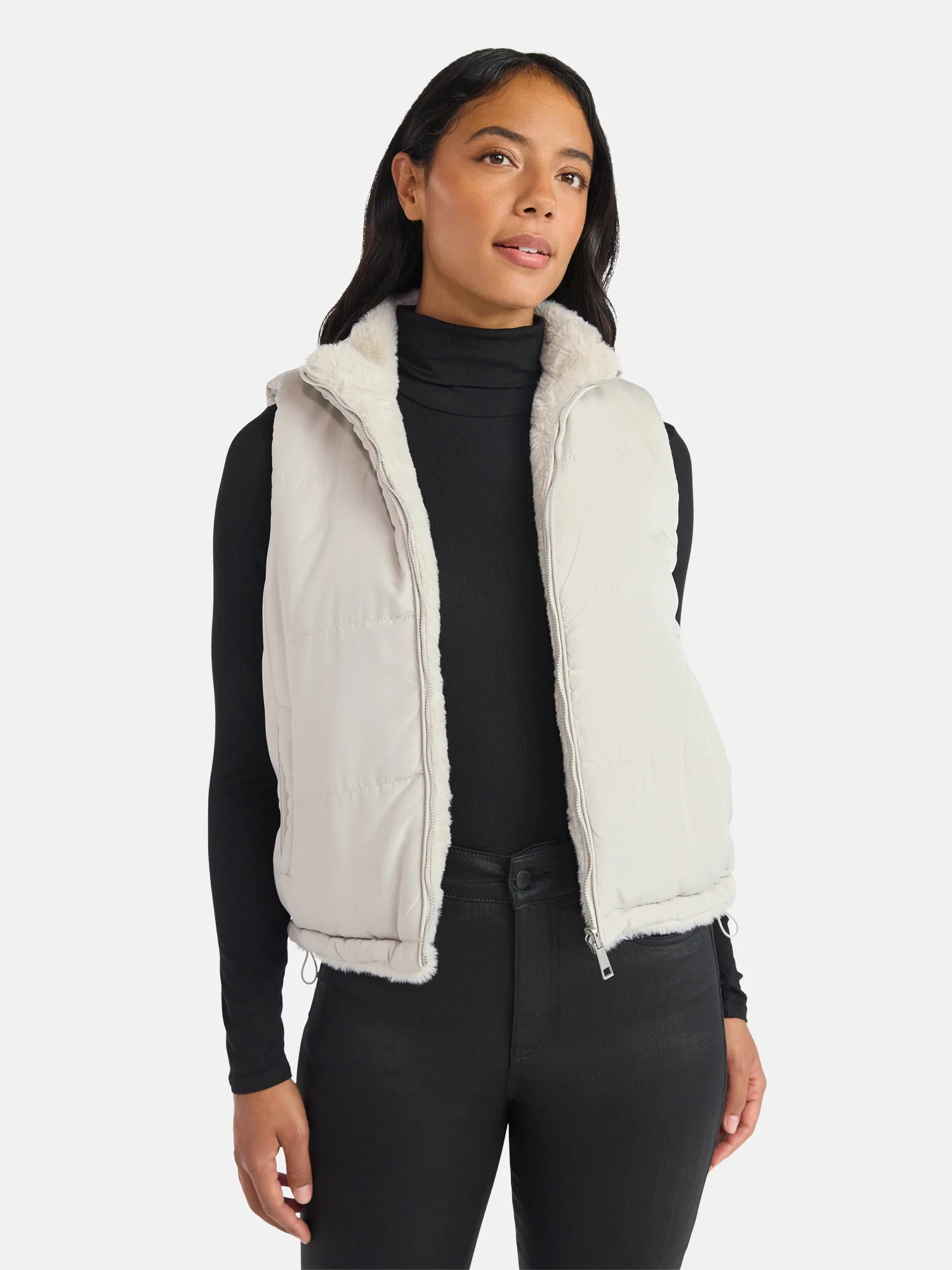 Time and Tru Women's and Women's Plus Faux Fur Reversible Vest, Sizes XS-2X | Walmart (US)