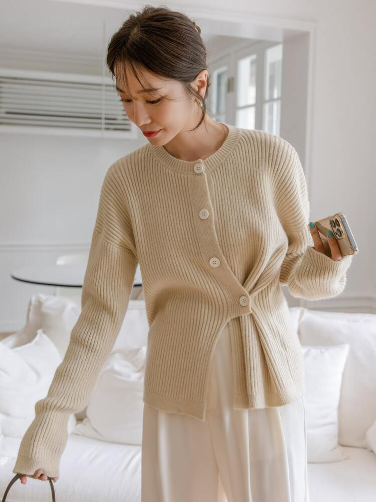 DAZY Cardigan mit Drop Shoulder asymmetrischem Saum | SHEIN