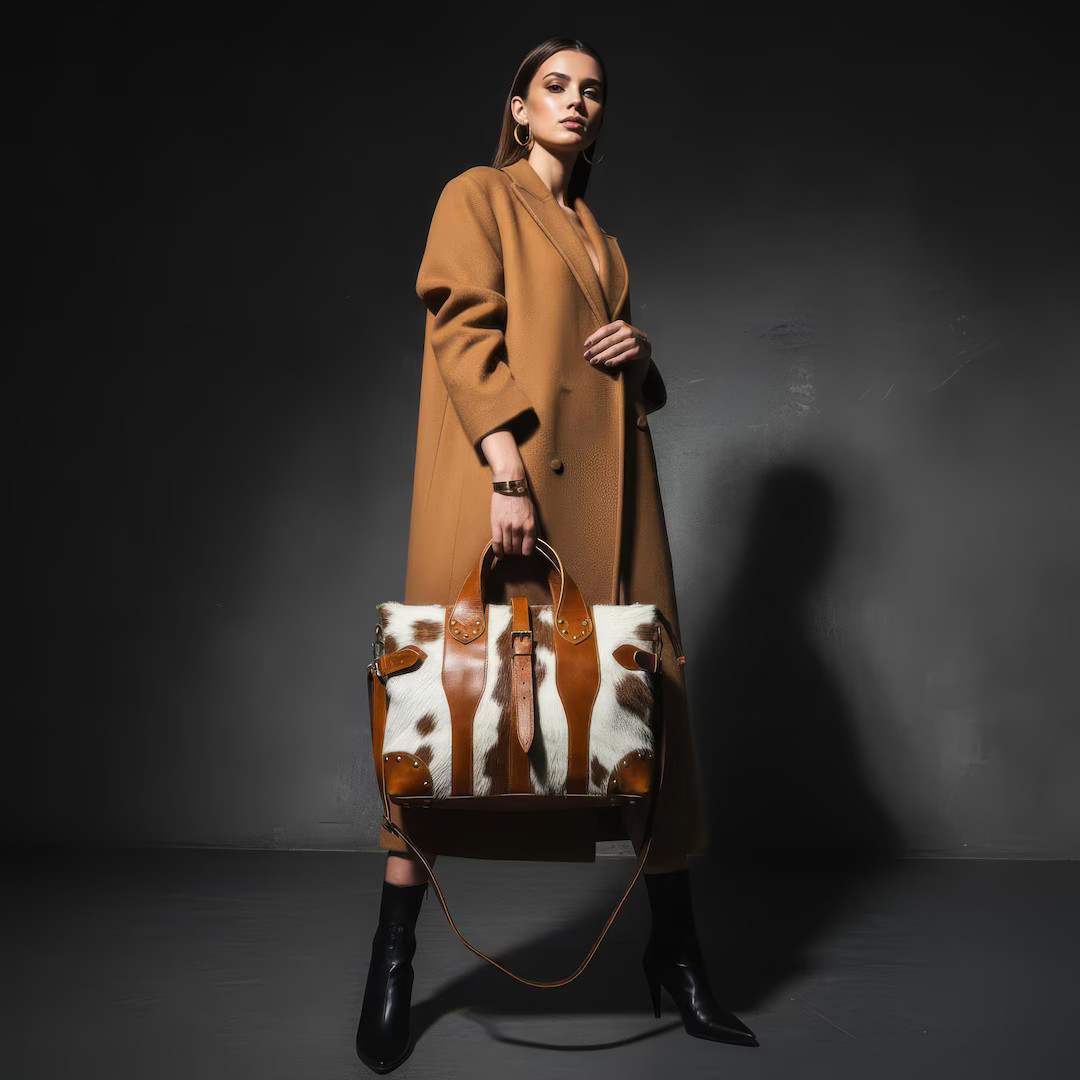 Handmade Cowhide Leather Tote Bag | Western Boho Shoulder Bag - Etsy | Etsy (US)