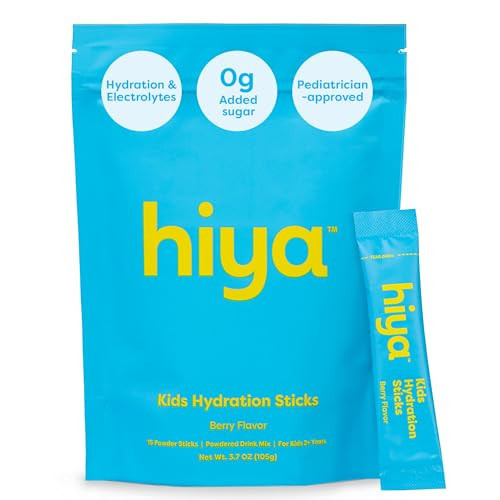 Hiya Kids Hydration with Electrolytes - Zero Added Sugar Berry Flavored Kids Hydration Packets - 15 Sticks - Travel-Friendly Drink Mix for Children Ages 2+ | Amazon (US)