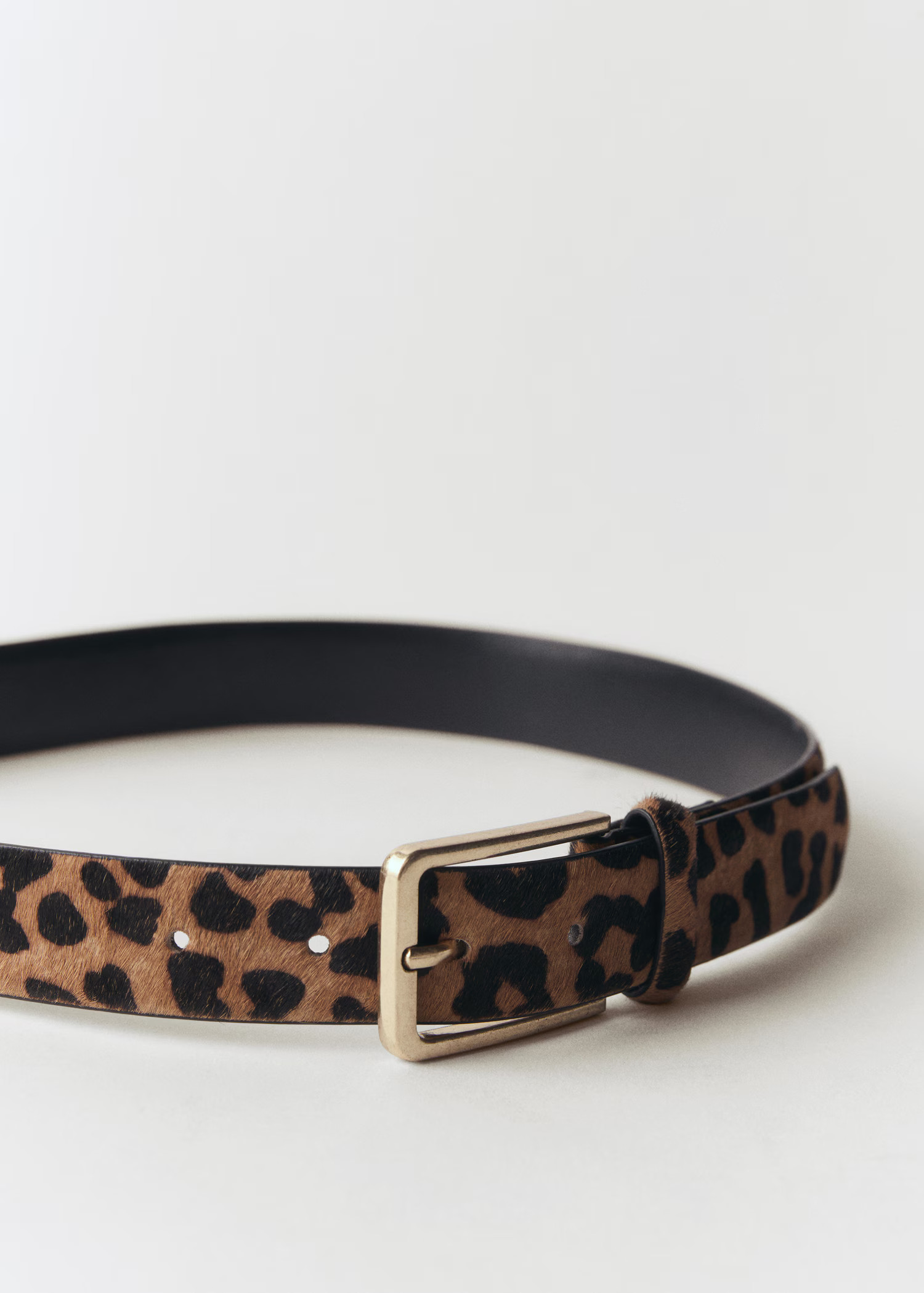 Leopard-print leather belt | MANGO (US)
