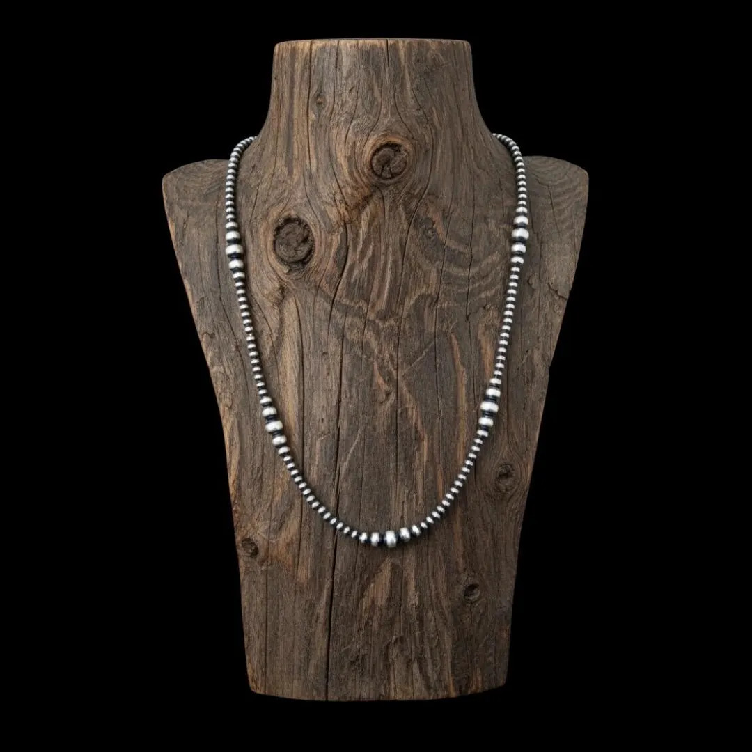 Sterling Silver Graduated Navajo Pearl Necklace, 18.5". 4mm-6mm Navajo Peals. (E2) | Etsy (US)