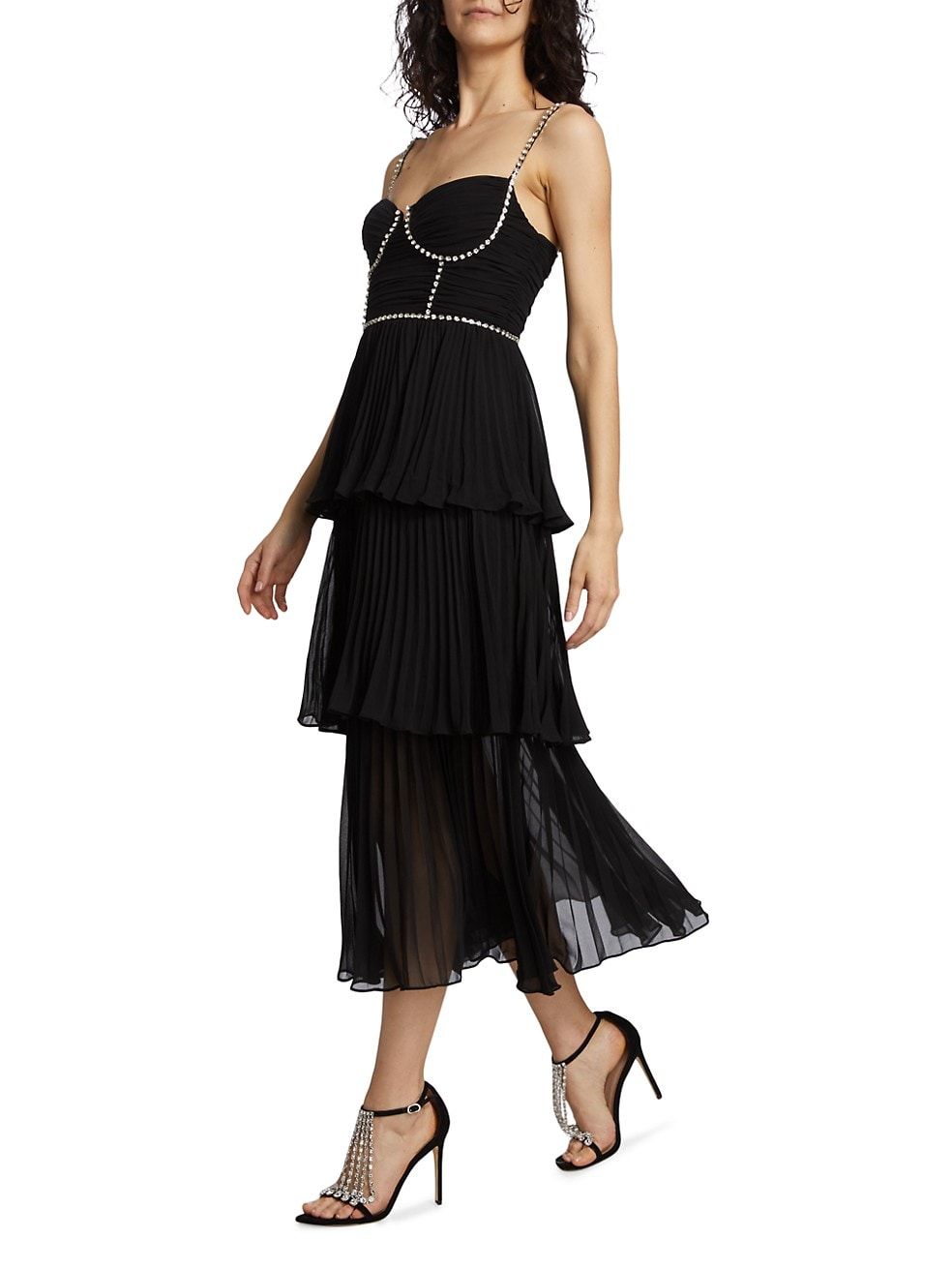 Bustier Tiered Chiffon Midi-Dress | Saks Fifth Avenue