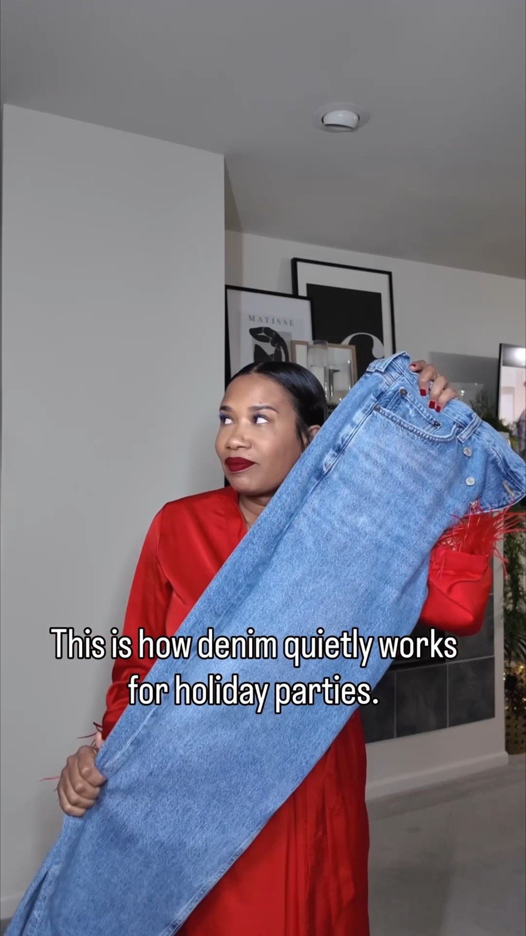 I don’t usually reach for denim at night, but this is the exception.

#LTKSeasonal #LTKOver40 #LTKgrwm