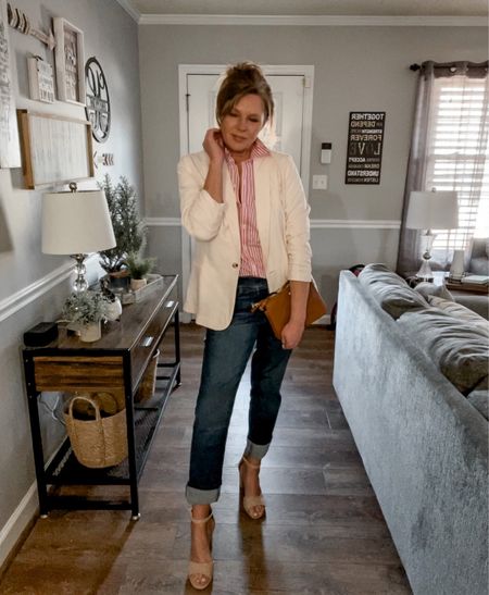 Business casual, date night, blazer outfit. Girlfriend Jesus are pull on style, fits tts. 

Casual business c casual work outfit, jeans, sale, Valentine’s Day 

#LTKsalealert #LTKstyletip #LTKunder50