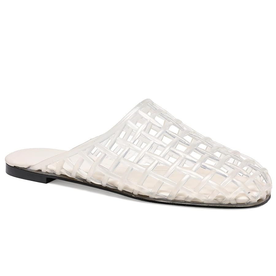 Red Mesh Jelly Mules for Women Clear Hollow Closed Toe Flat Sandals Beach Jellies Slippers Summer... | Amazon (US)