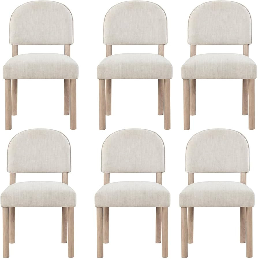 Farmhouse Dining Chairs with Back Mid Century Polyester Fabric Upholstered Armless Dining Room Si... | Amazon (US)