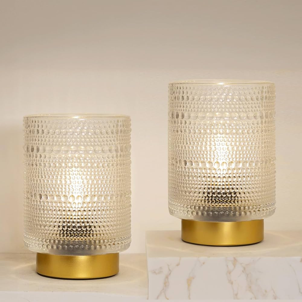 2 Pack Battery Operated Lamp with Timer, Cordless Table Lamps Bubble Design for Home Decor, Porta... | Amazon (US)