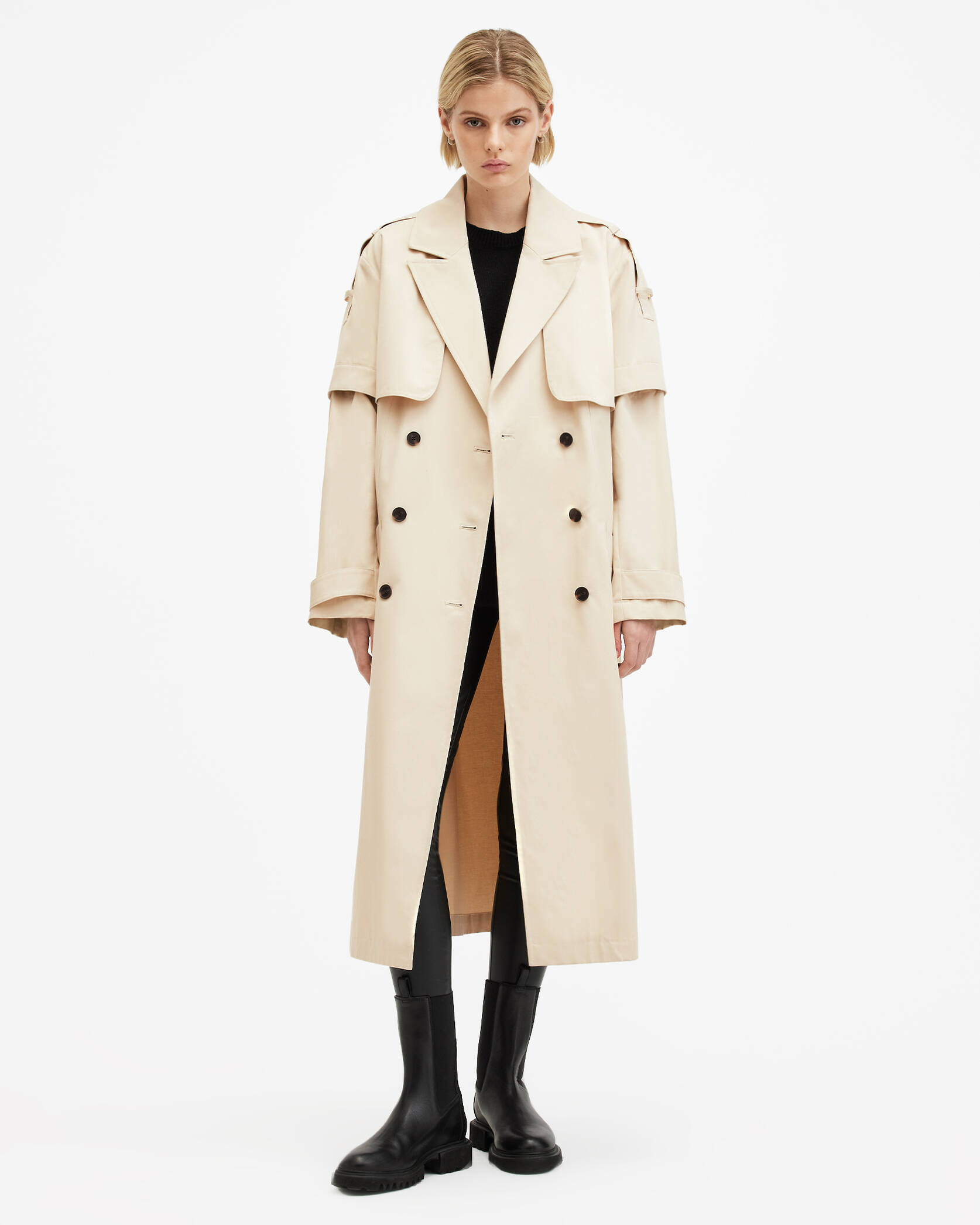 Clyde Trench Coat With Removable Sleeves | AllSaints US