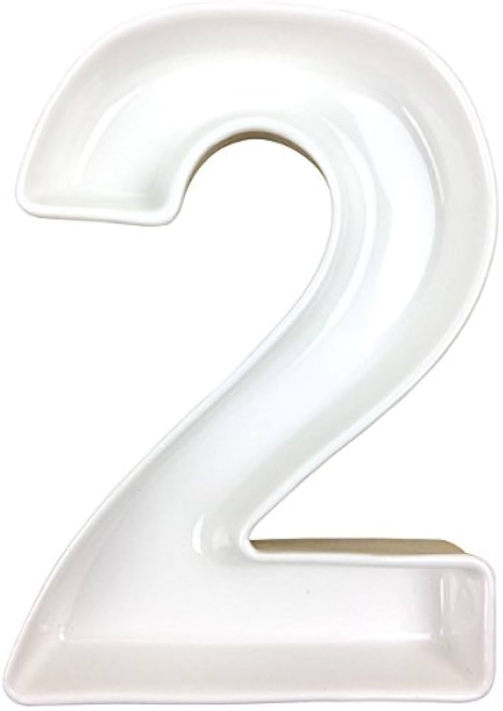 Just Artifacts 5.5-Inch White Decorative Ceramic Number Dish (Number: 2, Length: 5.5 Inches) | Amazon (US)