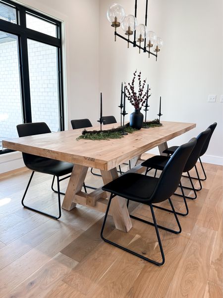 So ready for Christmas! I know, don’t come at me. I’m ready for Thanksgiving too. 😂
.
.
This Christmas tablescape is modern, moody, elegant and minimalist! I absolutely love my dining room table, these dining chairs are so comfy and this linear light is just beautiful! 

#LTKHoliday #LTKSeasonal #LTKhome