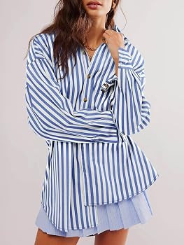 Cicy Bell Womens Striped Button Down Shirts Long Sleeve Collared Blouses | Amazon (US)