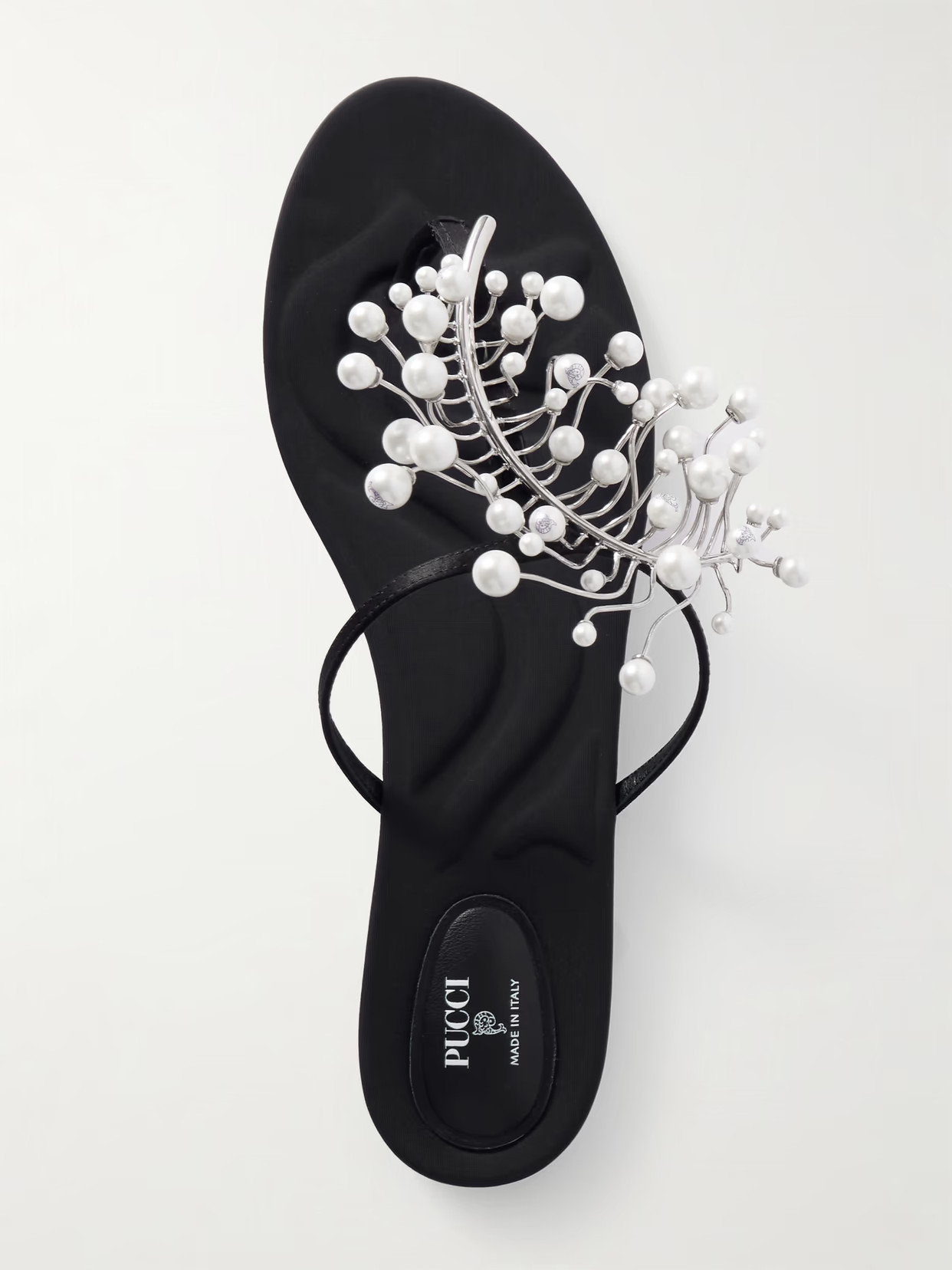 PUCCI - Embellished Satin Flip Flops - Black | NET-A-PORTER (US)