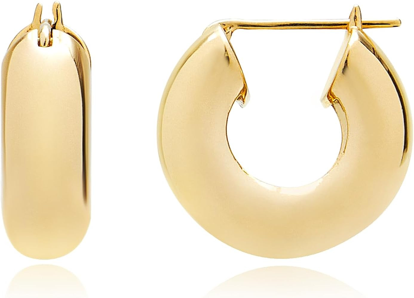 18K Gold/Rhodium Plated 925 Sterling Silver Chunky Hoop Earrings for Women｜ Stylish Thick Hoops | Amazon (US)