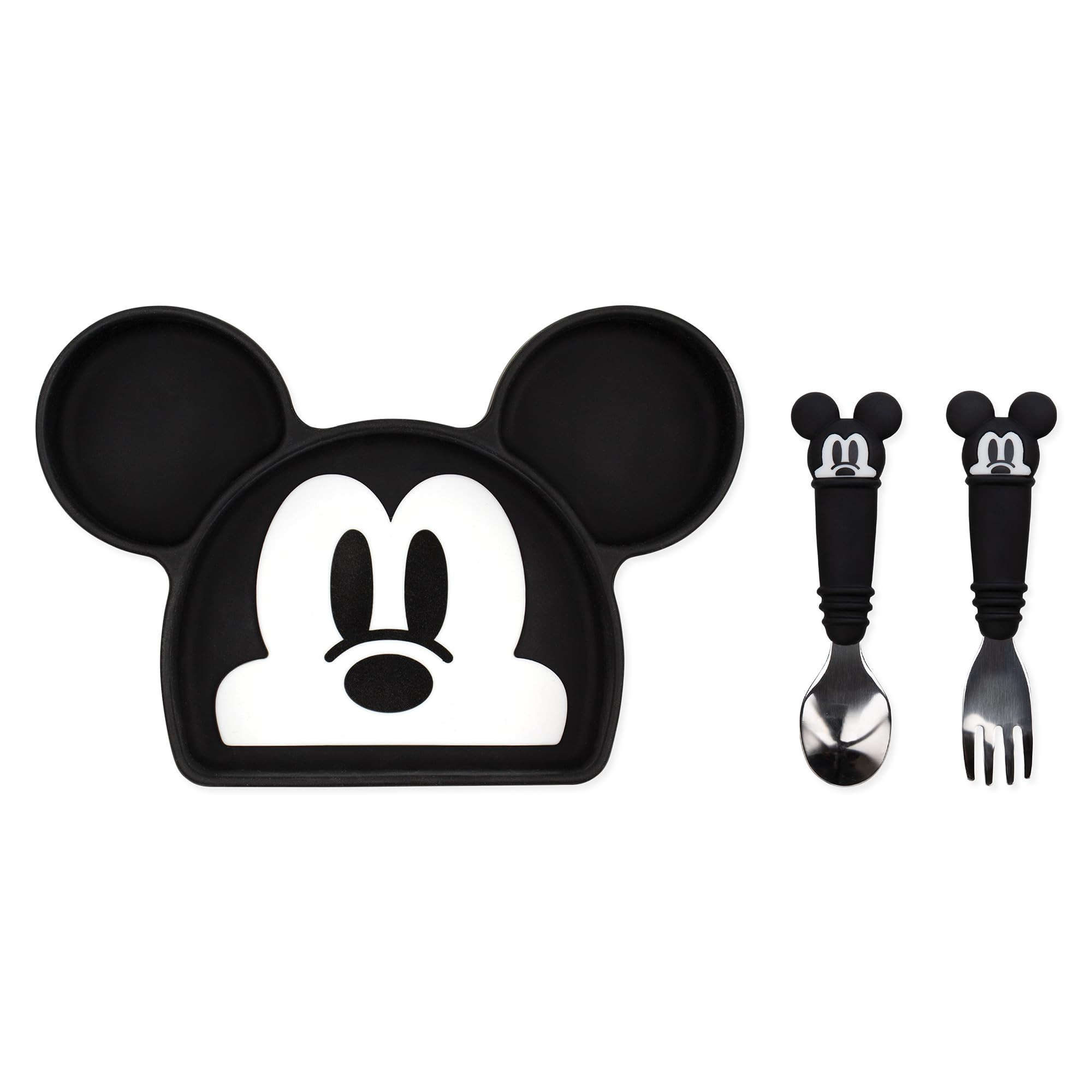 Bumkins Disney Mickey Mouse - Silicone Grip Dish, Fork & Spoon - For Ages 18 Months+ - Suction Ba... | Amazon (US)