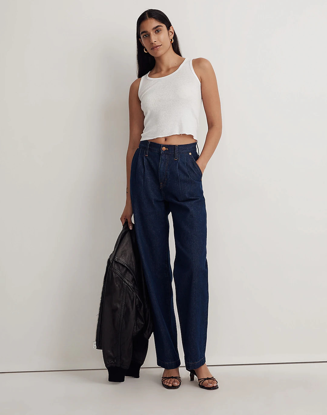 Baggy Straight Jeans in Woodham Wash: Pleated Edition | Madewell