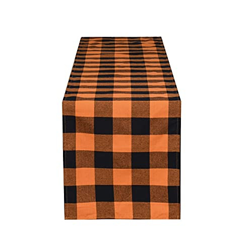 DII Buffalo Check Collection, Classic Farmhouse Table Runner, 14x72", Orange & Black | Amazon (US)