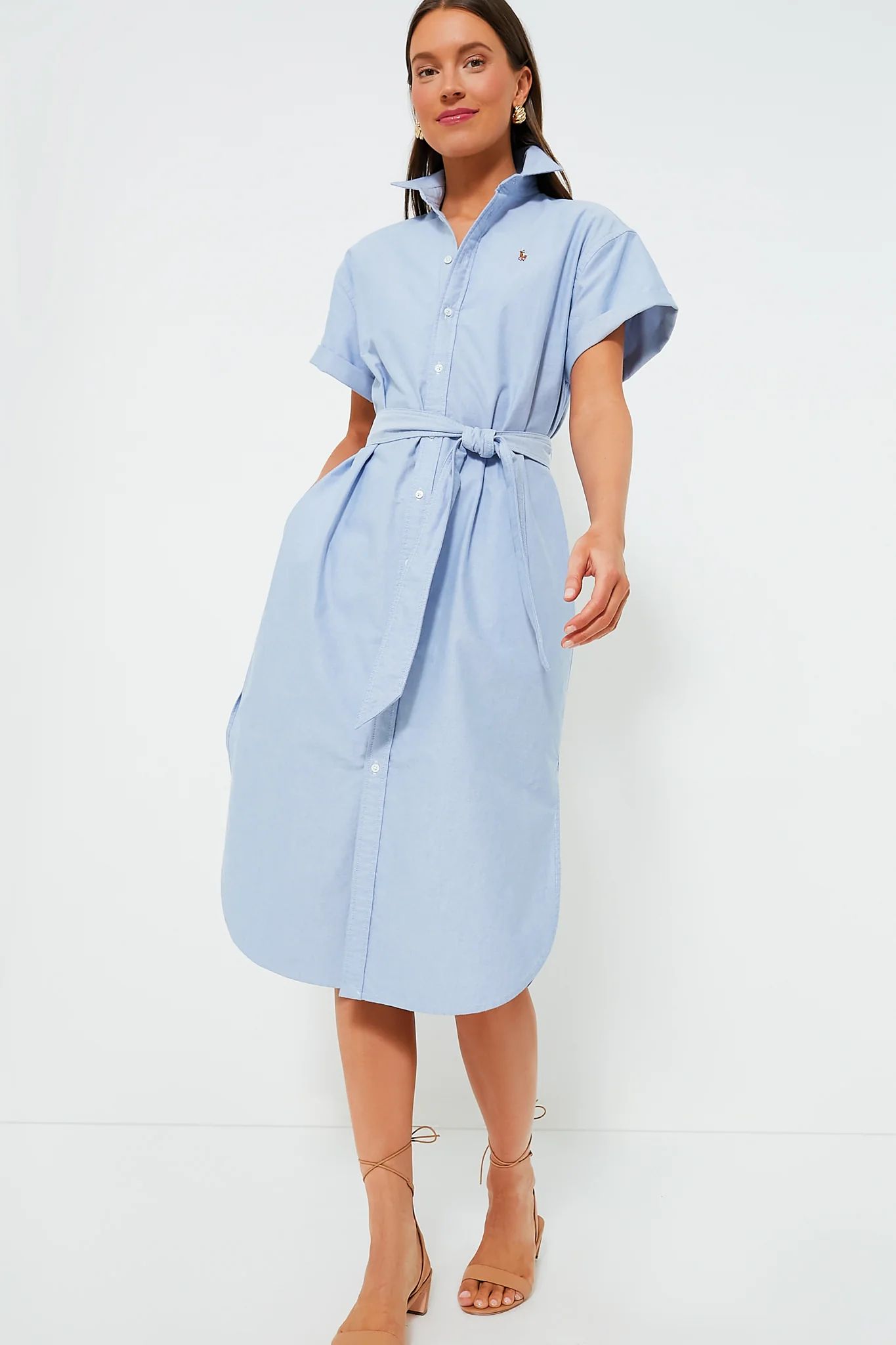Blue Cotton Oxford Shortsleeve Day Dress | Tuckernuck (US)