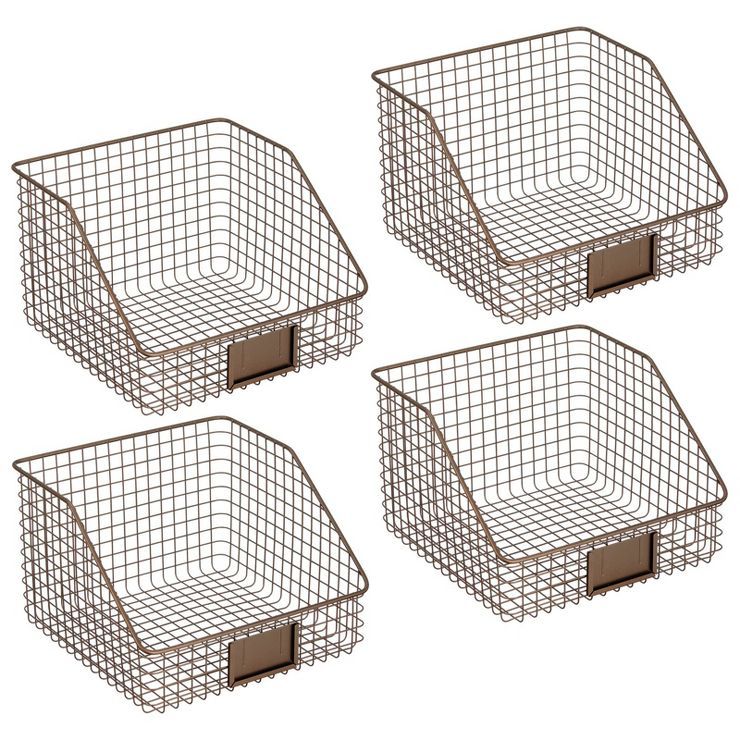 mDesign Slanted Front Kitchen Pantry Storage Organizer Basket - 4 Pack | Target