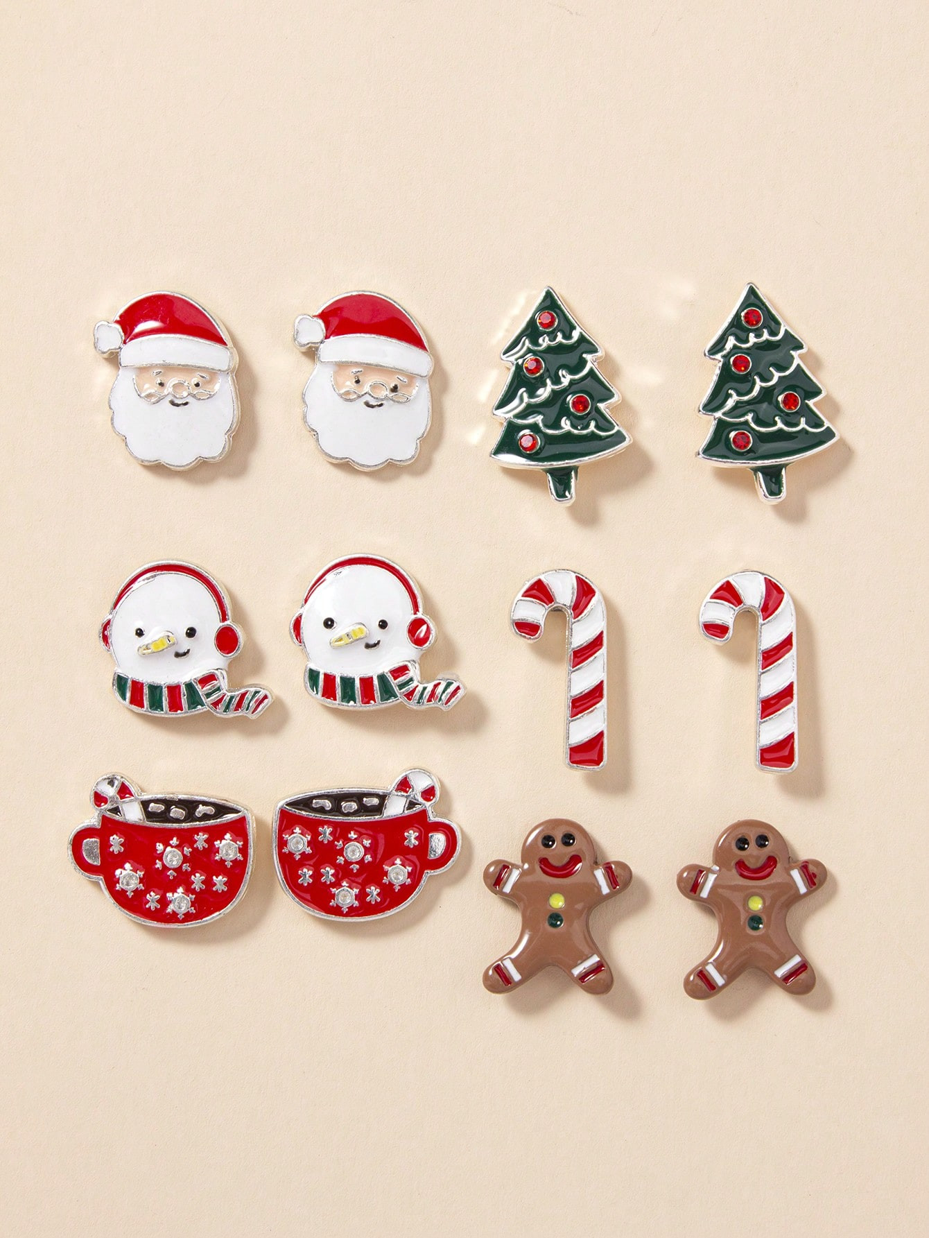 6 Pairs Christmas Santa & Christmas Tree Earrings Set | SHEIN USA | SHEIN