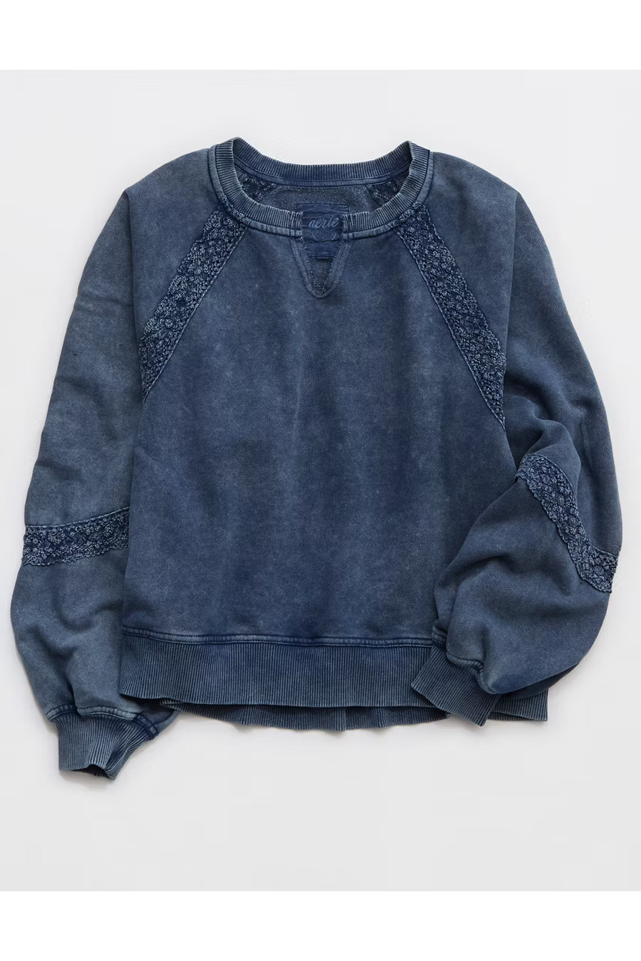 Aerie Hey Crochet Sweatshirt Women's Rocky Blue S | American Eagle Outfitters (US & CA)