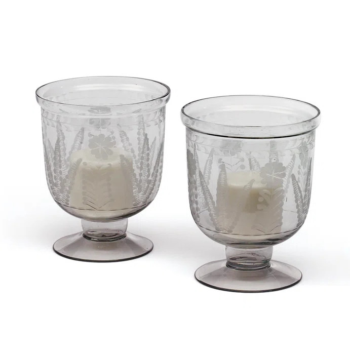7.25'' H Glass Tabletop Hurricane (Set of 2) | Wayfair North America