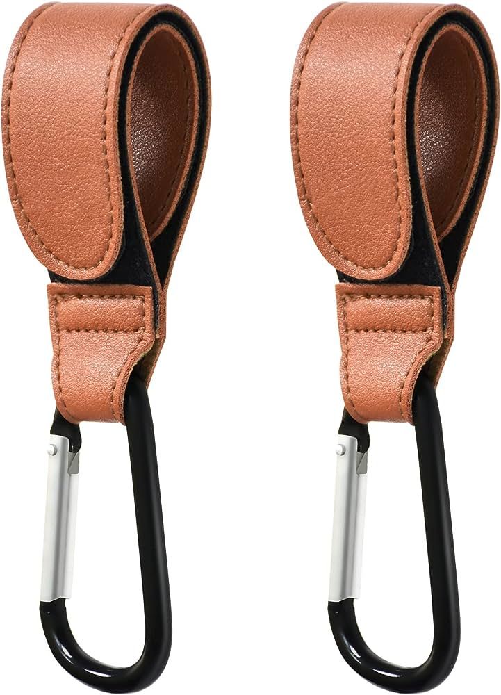 Stroller Hooks for Hanging, 2 PCS Durable Leather Style Stroller Clip Straps, Baby Stroller Hooks... | Amazon (US)