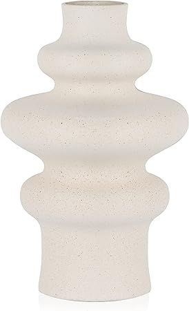 The7boX White Frosted Ceramic Vases,Lrregular White Donut Vase Flower Arrangement Artificial Flow... | Amazon (US)