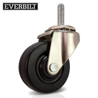 2 in. Black Soft Rubber and Steel Swivel Threaded Stem Casters with 80 lb. Load Rating 2 Pack | The Home Depot