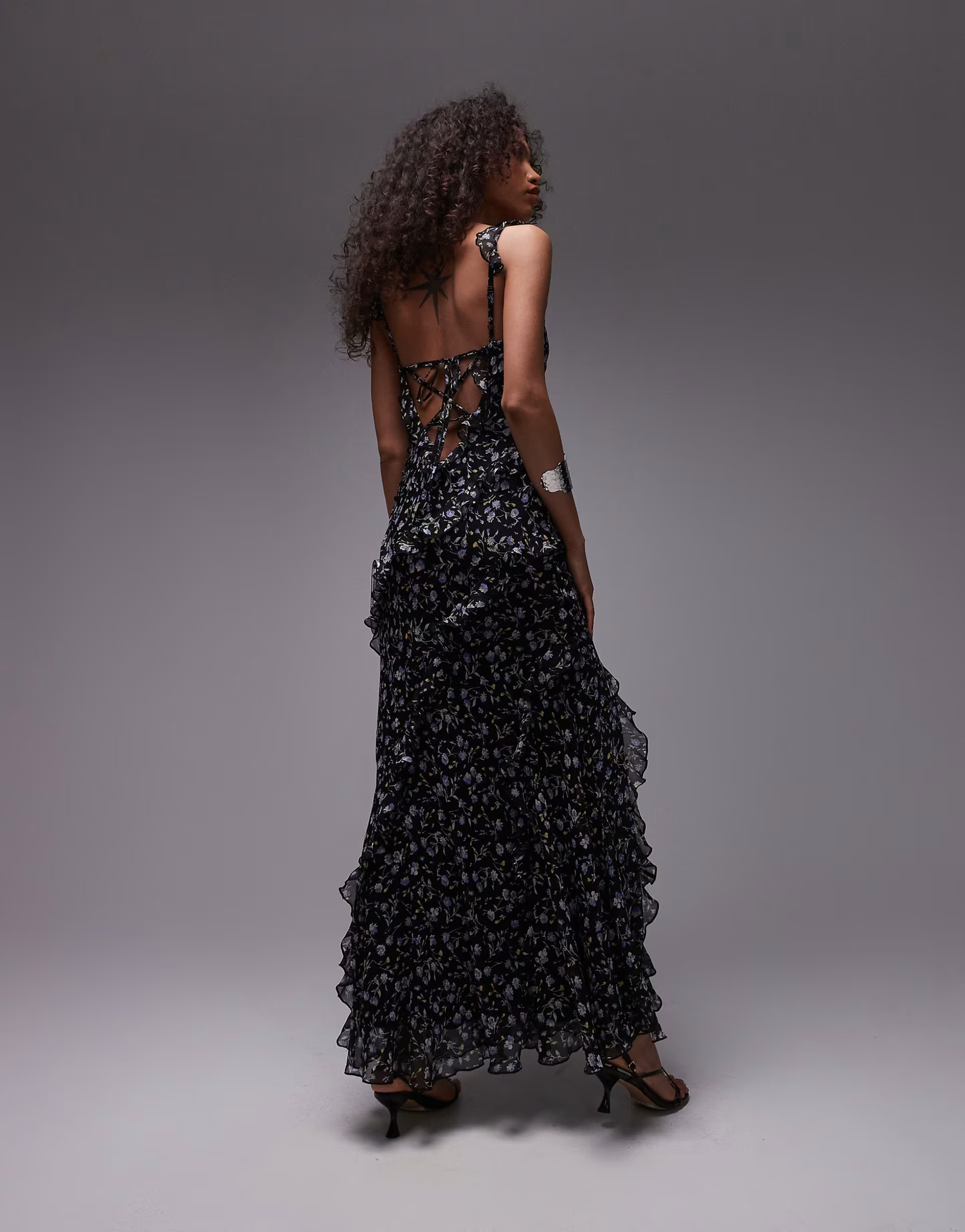 Topshop ruffle cami maxi dress in blue floral | ASOS | ASOS (Global)