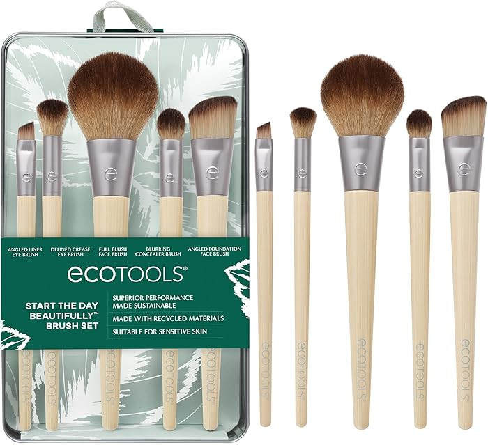 EcoTools Makeup Brush Set for Eyeshadow, Foundation, Blush, and Concealer with Bonus Storage Case... | Amazon (US)