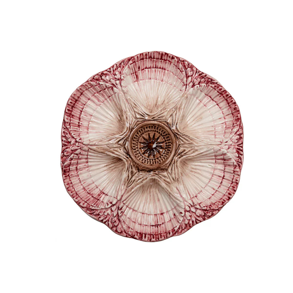 NOLA Oyster Plate, Cream & Burgundy, Set of 2 | Gorgeous Living