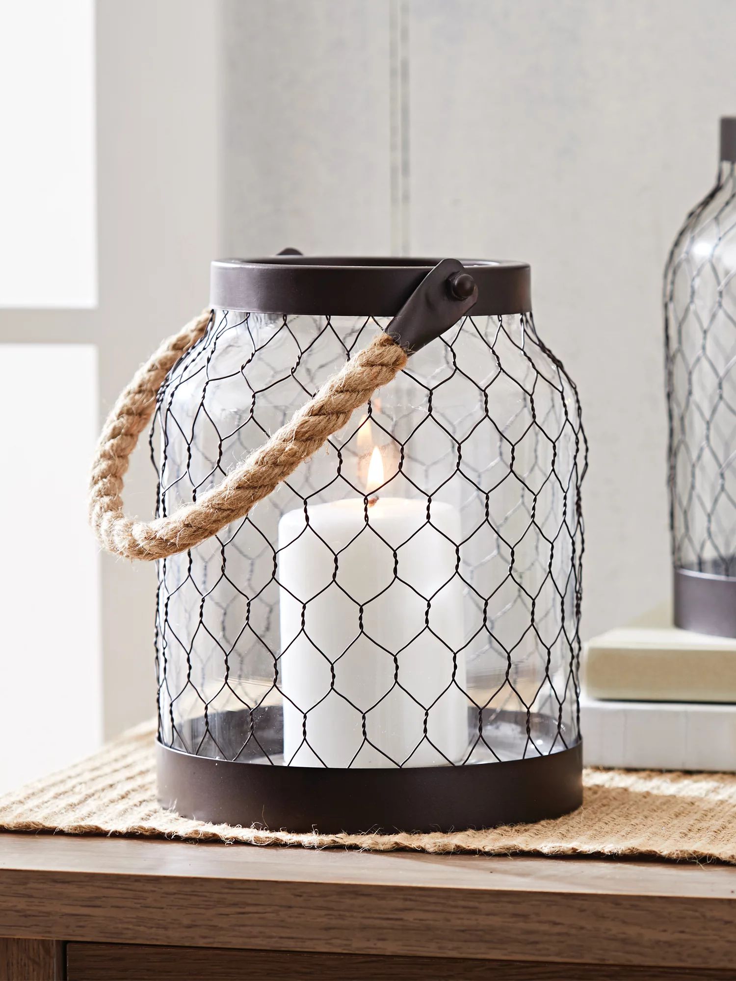 Better Homes & Gardens Metal Candle Holder Lantern with Rope, Bronze | Walmart (US)
