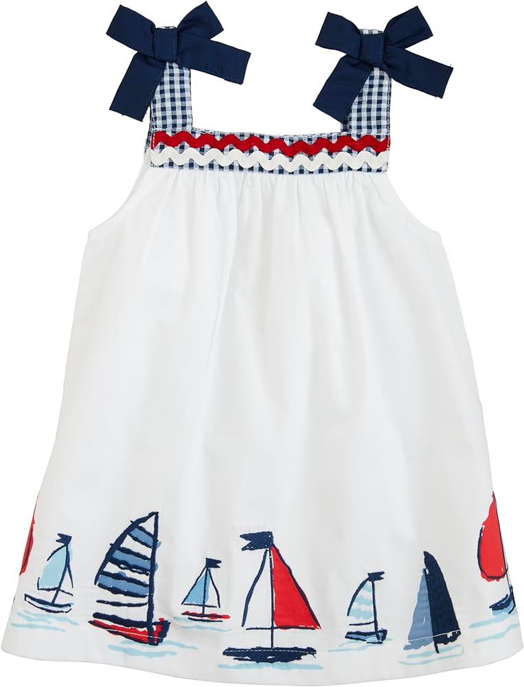 Mud Pie Girls' Mud Pie Girl Sailboat Poplin Dress; | Amazon (US)