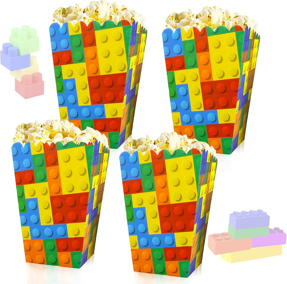 12 PCS Building Block Popcorn Boxes Building Block Party Supplies Building Block Party Favor Boxe... | Amazon (US)