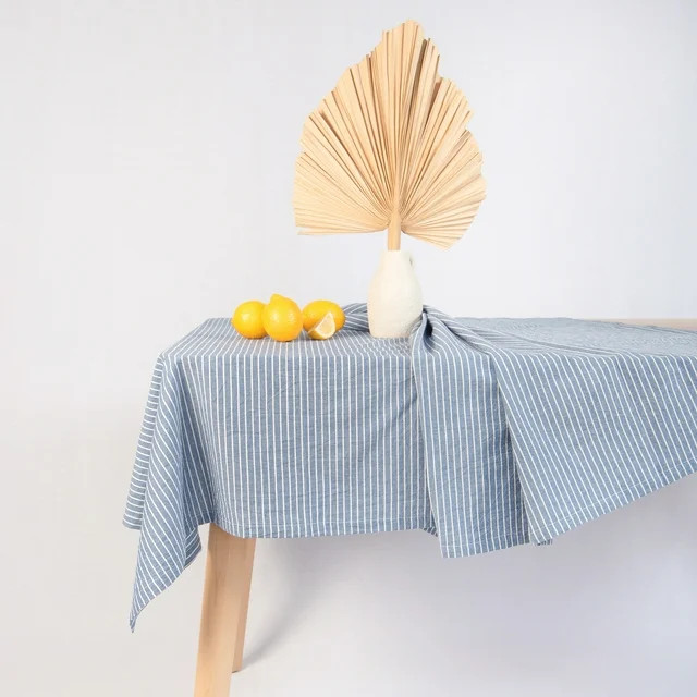 Monday Moose Striped Rustic Farmhouse Stonewashed Cotton Tablecloth (60x86 inch, Blue/White Strip... | Walmart (US)