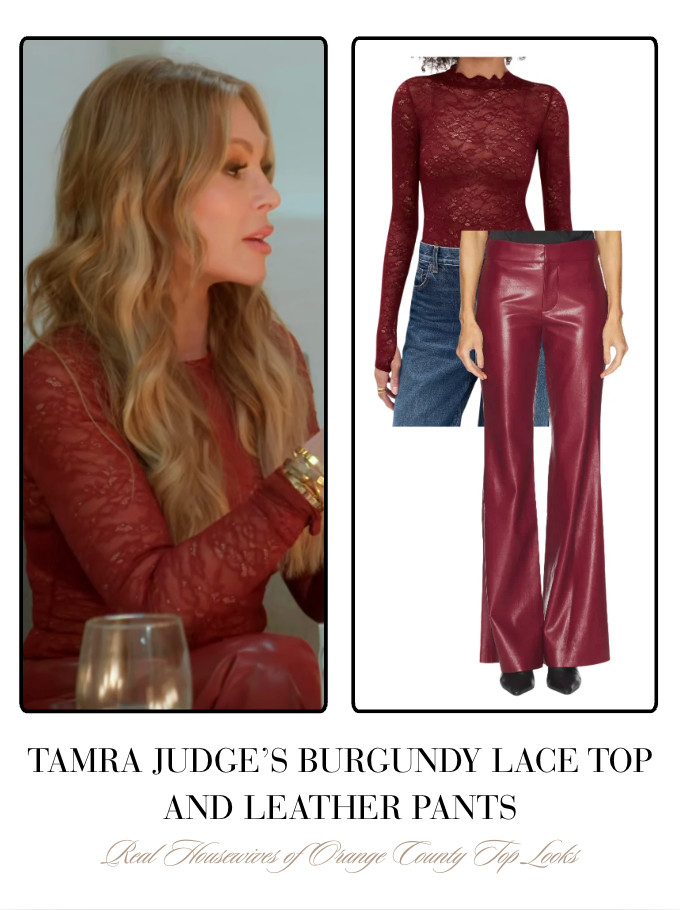 Tamra Judge's Burgundy Lace and Leather Pants 

 