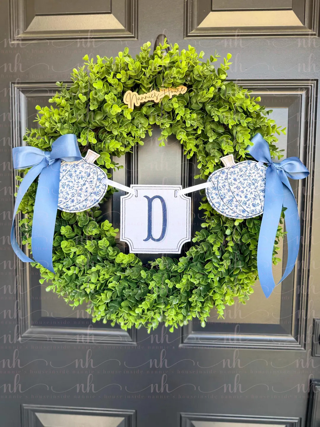 Chinoiserie Pumpkin Banner | Custom Fall Garland | Wreath or Mantel Option | Optional Monogram Ad... | Etsy (US)