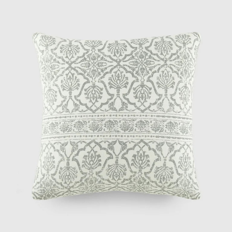 Noble Linens Elegant Cotton Decor Throw Pillow in Artic Antique Floral Pattern - Walmart.com | Walmart (US)