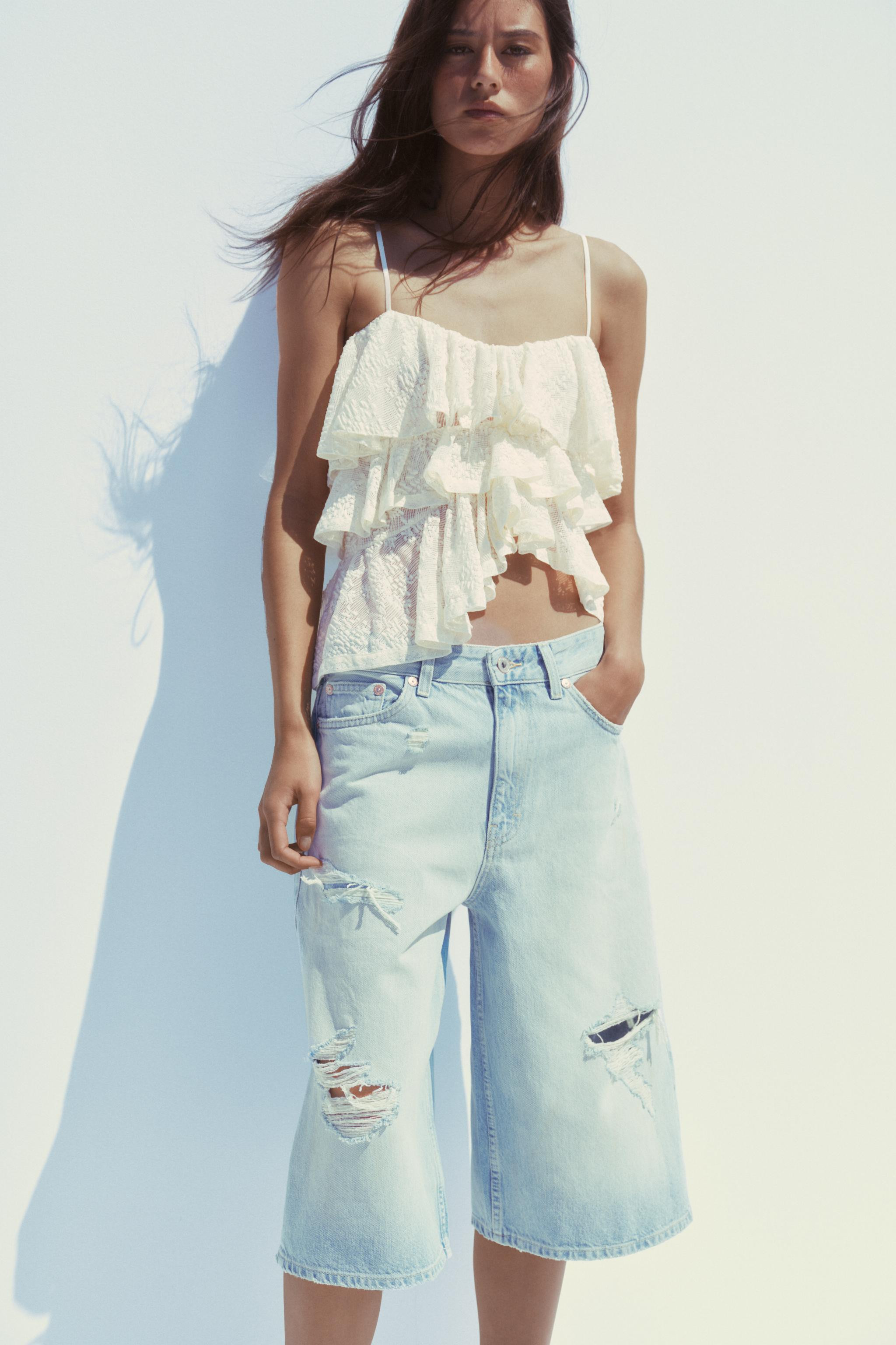 RUFFLED LACE TOP | Zara UK