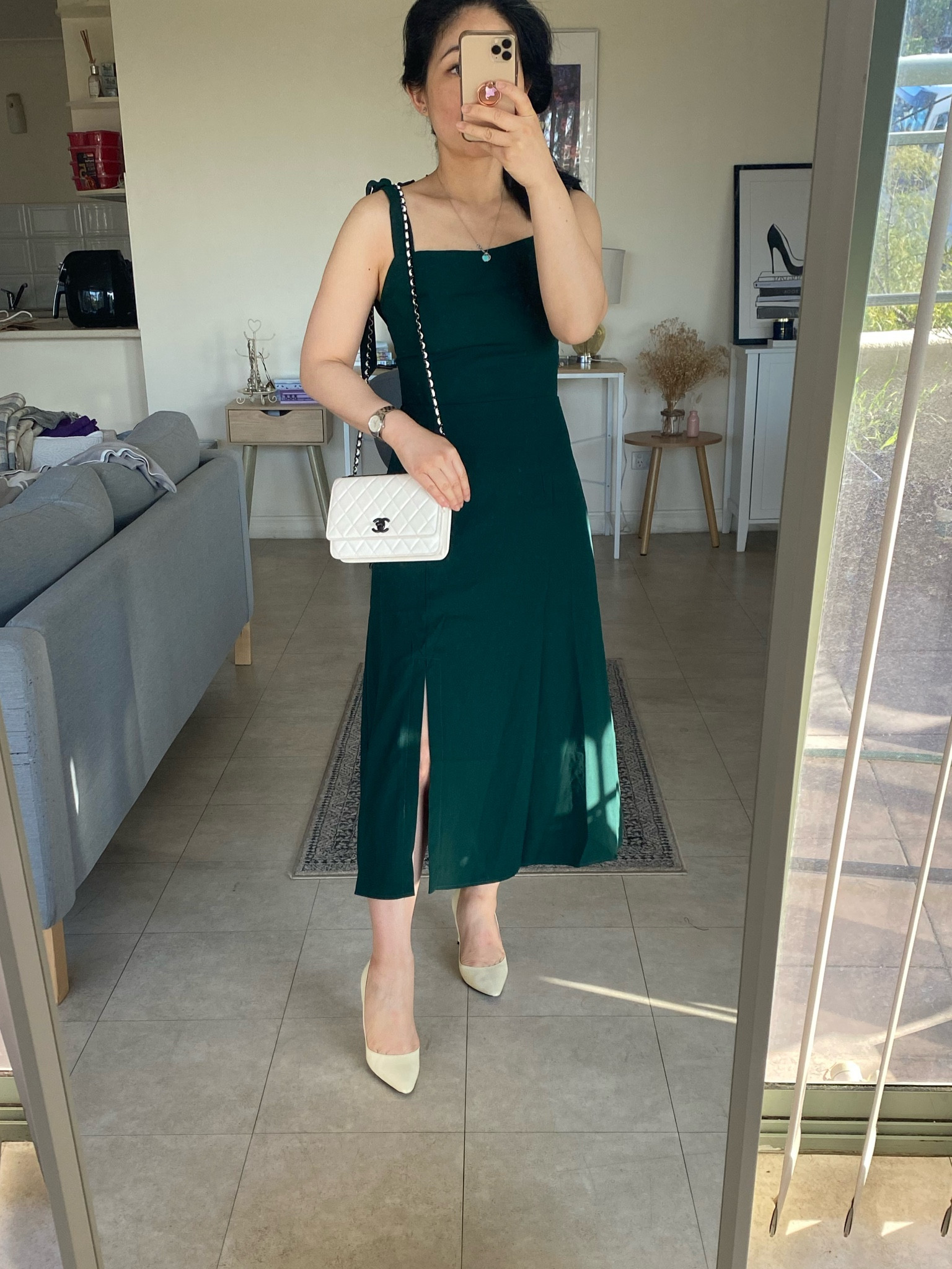 What I’m wearing this Christmas on outfit repeat! 🎄Have worn this for sooo many occasions this month already: date night, work Christmas party, Christmas light viewing, casual days out. The list goes on! 

Wearing usual size AU6. It’s a snug fit but dress has some stretch in the bodice and has a zipper. If in doubt, would recommend to size up. 

I’m wearing the emerald green colour way. Also comes in a few new colitis each season. 

Shoes are the Jimmy Choo Romy85 in patent white, which I haven’t seen around for a while but I did appt a pair of glitter heels on sale! That would add some sparkle to your holiday!✨

#petalandpup #LTKholiday
#jimmychoo

#LTKSeasonal #LTKaustralia