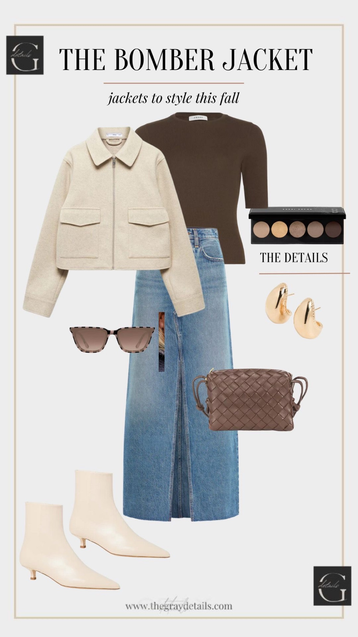 Fall bombed jacket paired with denim skirt 

#LTKstyletip #LTKsalealert #LTKover40